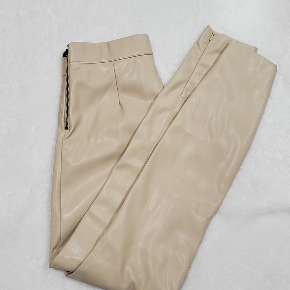 Faux Leather Cream Pants - Picture 6 of 9